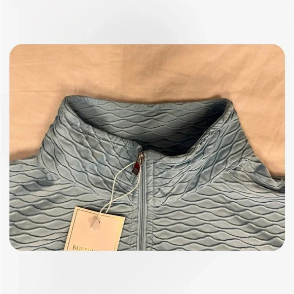Buffbunny Permafrost 1/2 Zip Crop Textured Long Sleeve  Blue Top Size XL - Picture 10 of 10